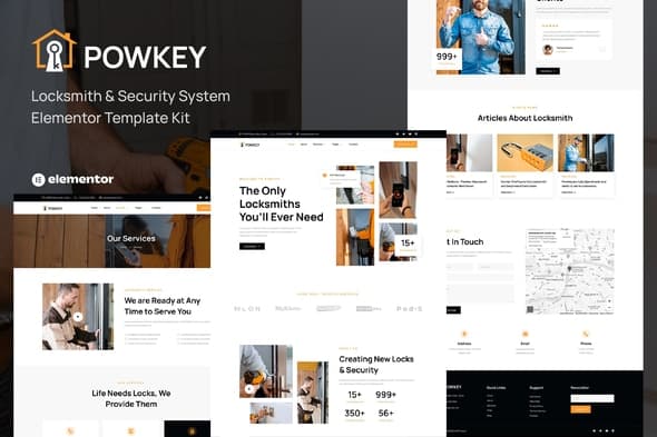 Powkey - Locksmith & Security System Elementor Template