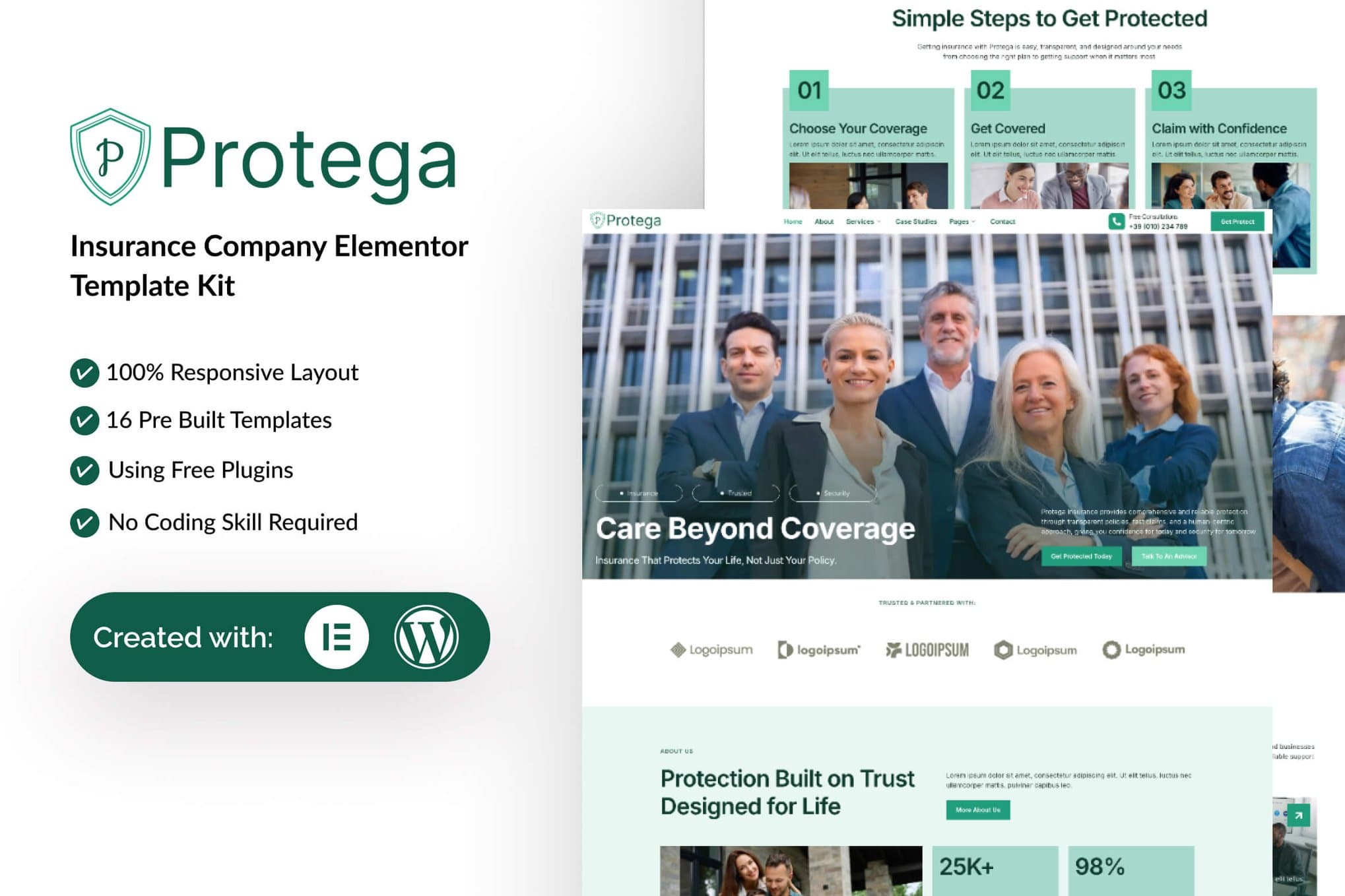 Protega - Insurance Company Elementor Template