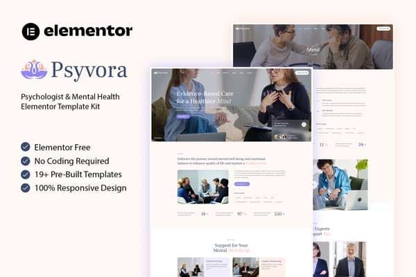 Psyvora - Psychologist & Mental Health Elementor Template