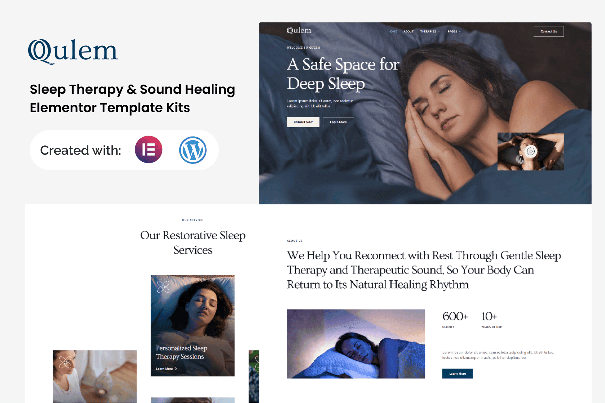 Qulem - Sleep Therapy & Sound Healing Elementor Template Kits Elementor Template