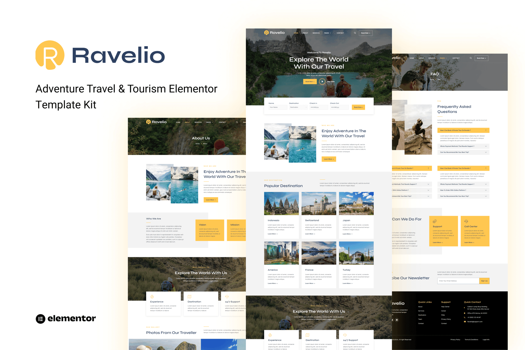 Ravelio - Adventure Travel & Tourism Elementor Template