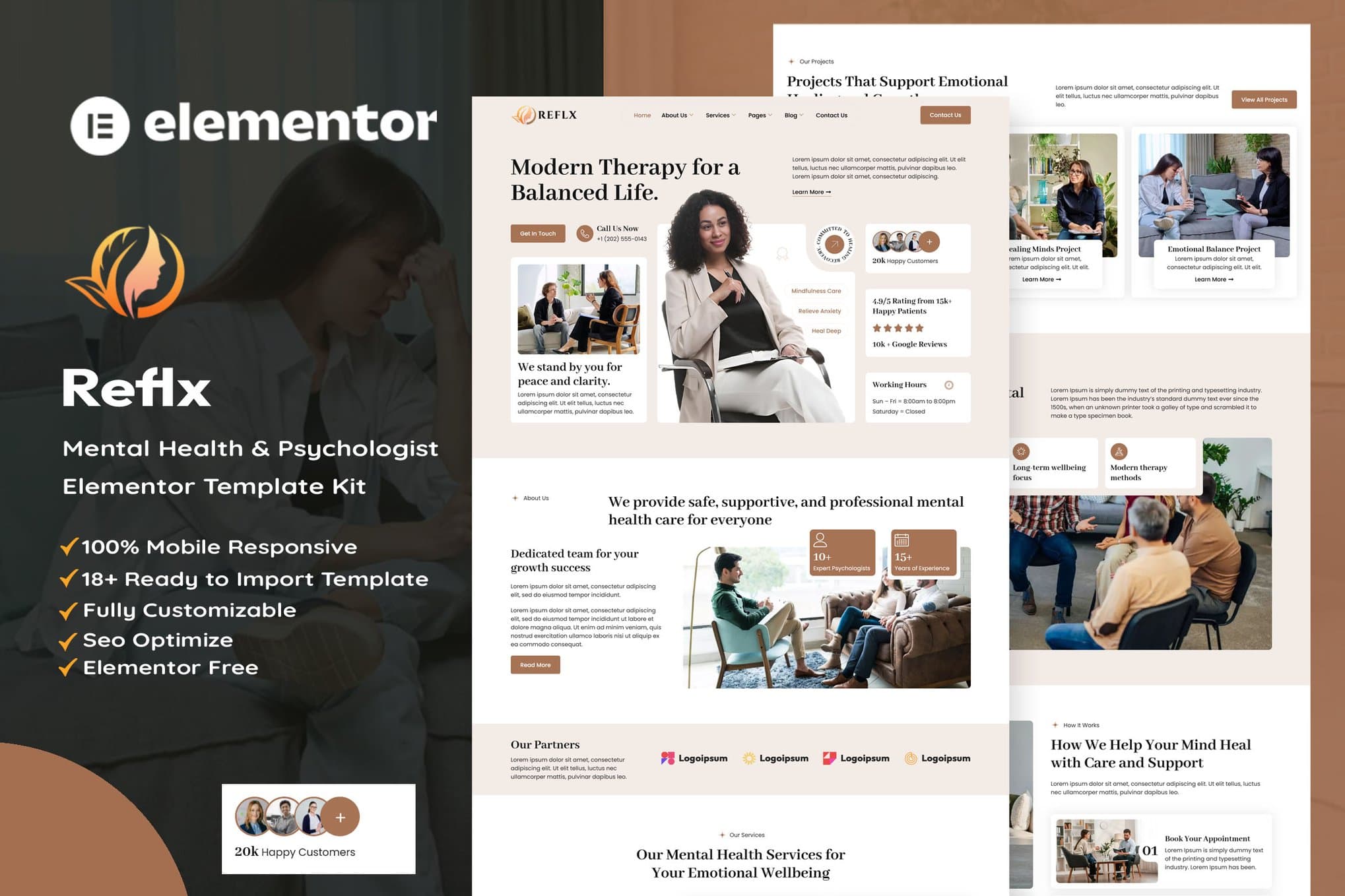 Reflx - Mental Health & Psychologist Elementor Template
