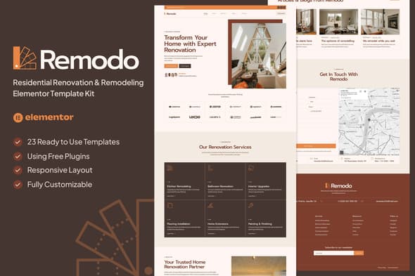Remodo - Residential Renovation & Remodeling Elementor Template