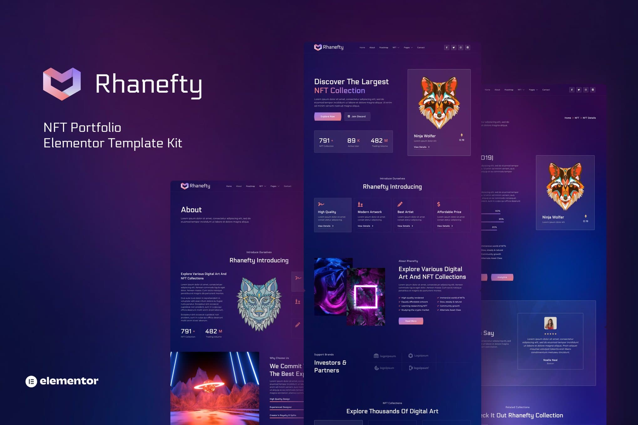 Rhanefty - NFT Portfolio Elementor Template
