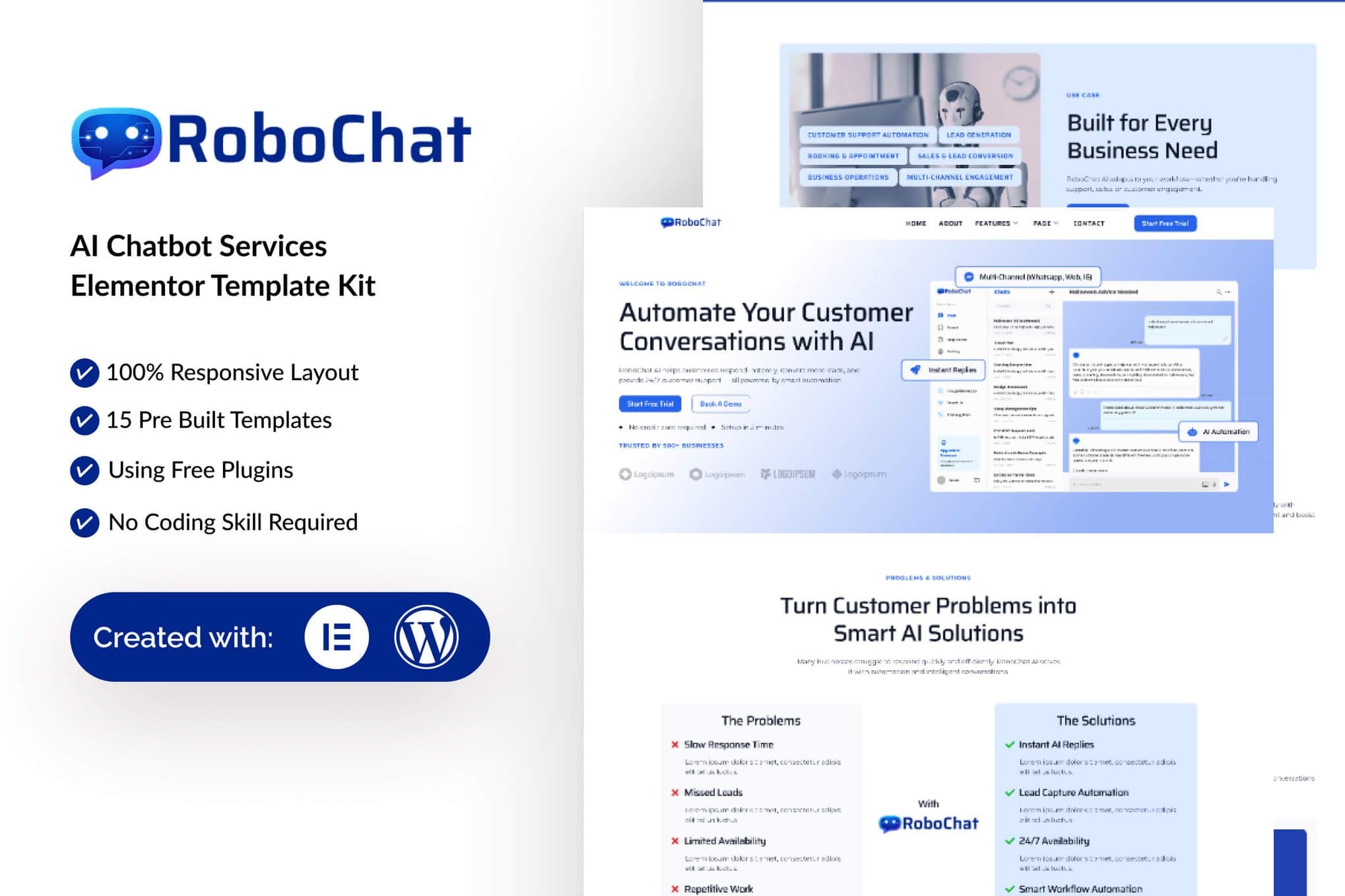 RoboChat - AI Chatbot Service Elementor Template