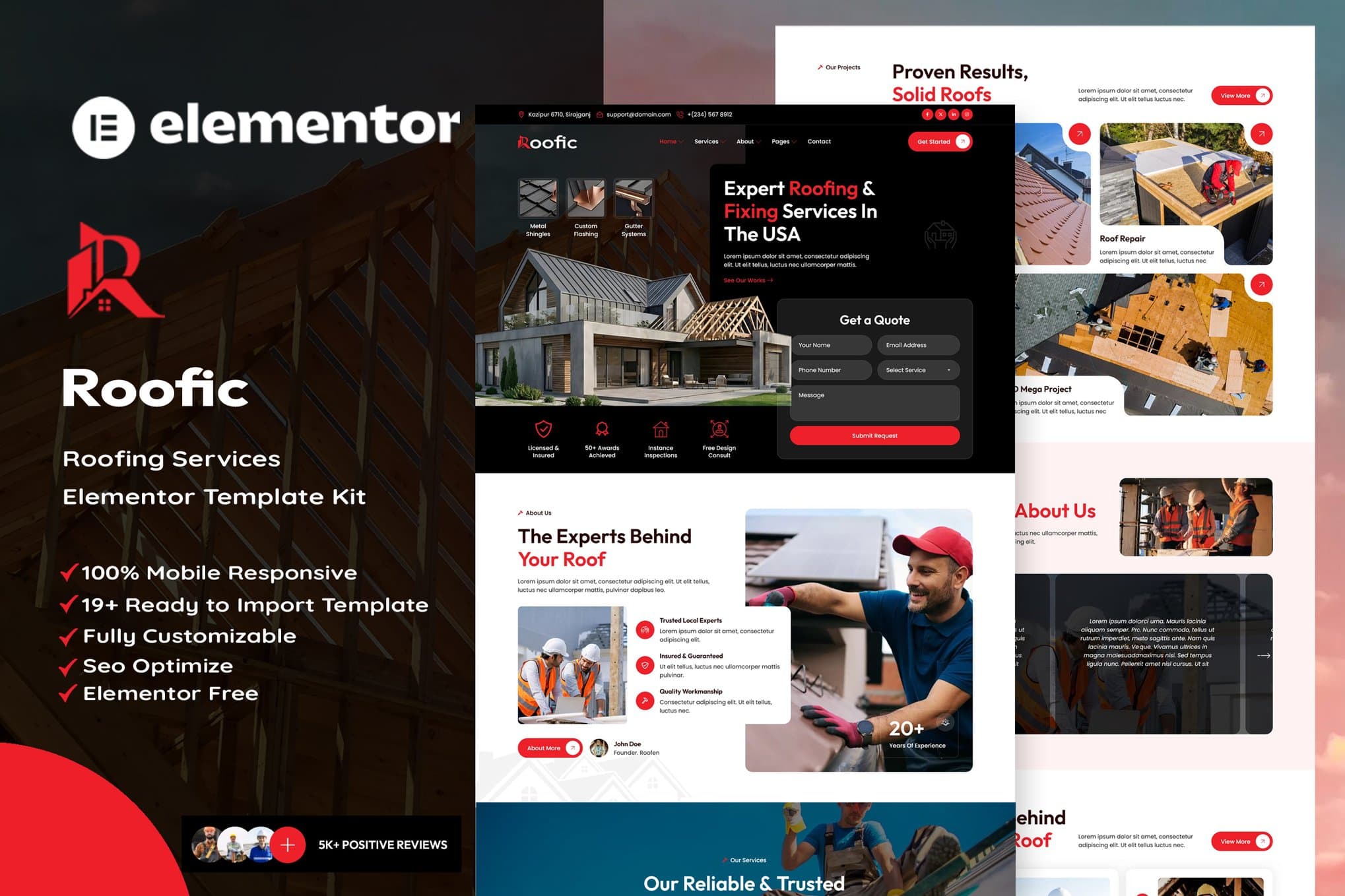 Roofic - Roofing Services Elementor Template