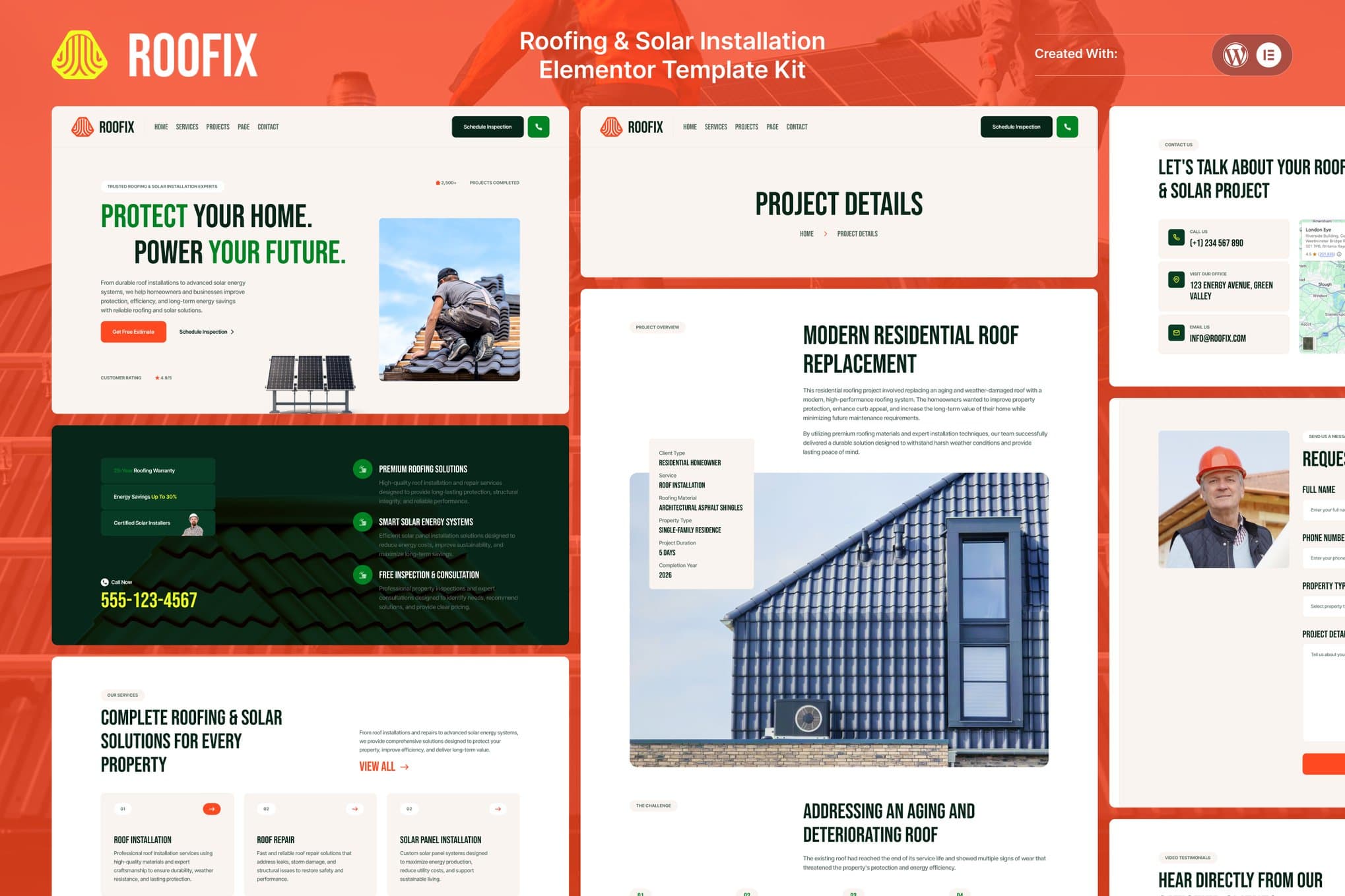 Roofix - Roofing & Solar Installation Elementor Template