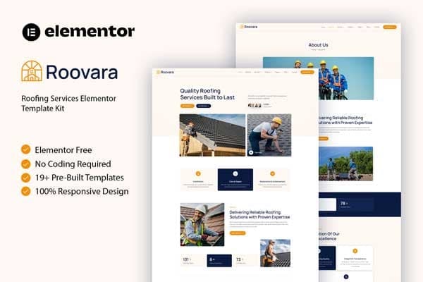 Roovara - Roofing Services Elementor Template