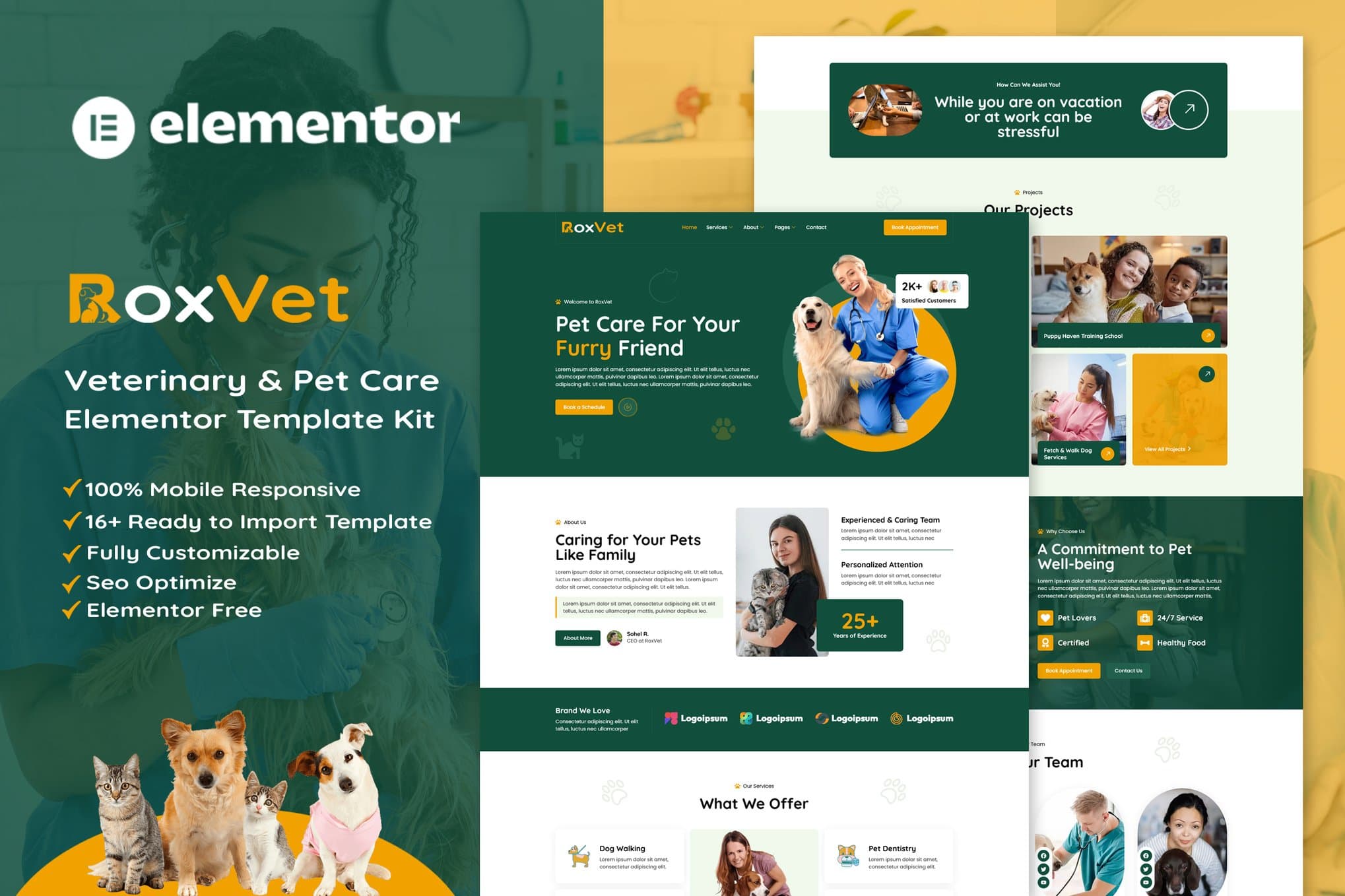 RoxVet - Veterinary & Pet Care Services Elementor Template