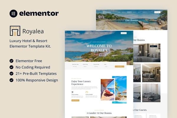 Royalea - Luxury Hotel & Resort Elementor Template