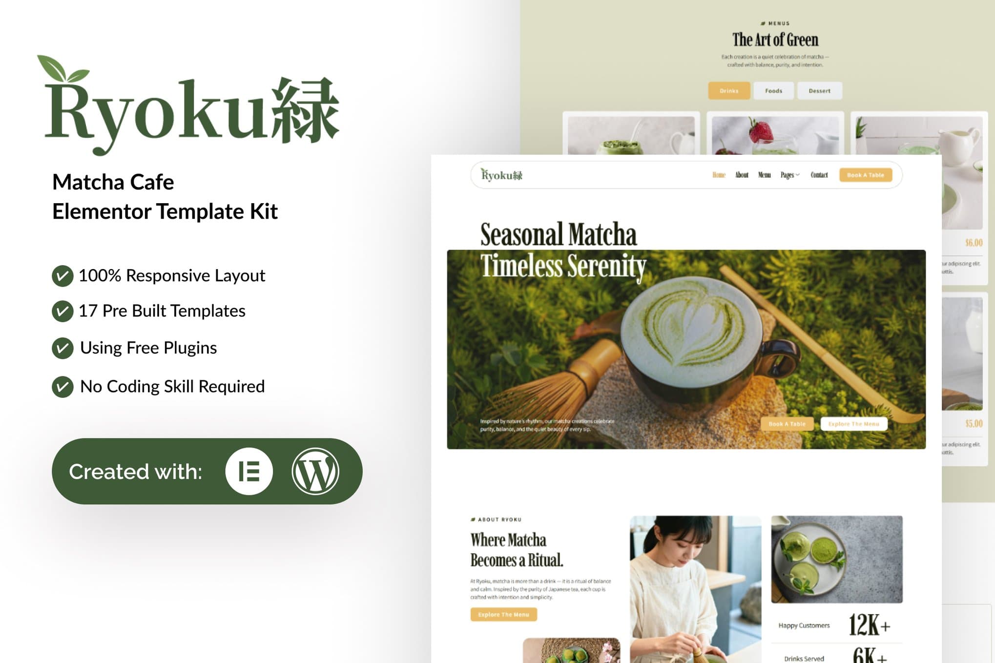 Ryoku - Matcha Cafe Elementor Template