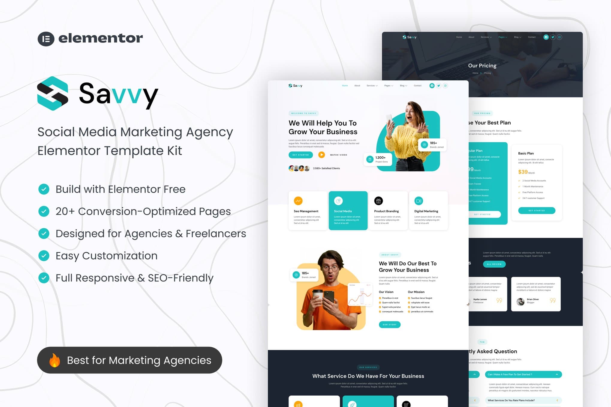 Savvy – Social Media Marketing Agency Elementor Template