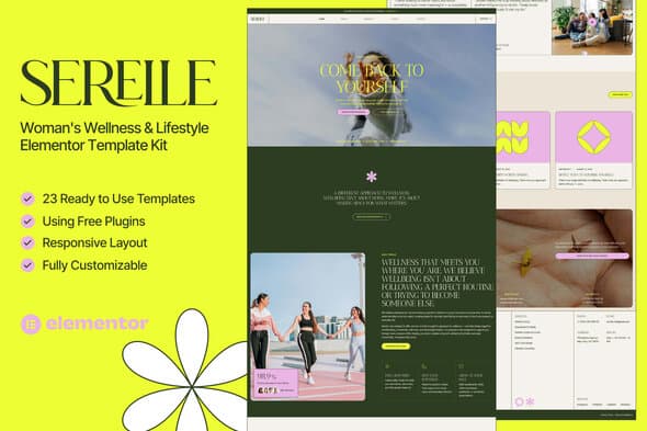 Serelle — Womens Wellness & Lifestyle Elementor Template