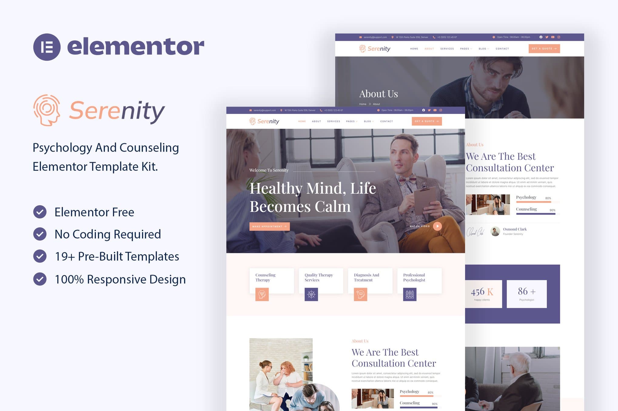 Serenity - Psychology & Counseling Elementor Template