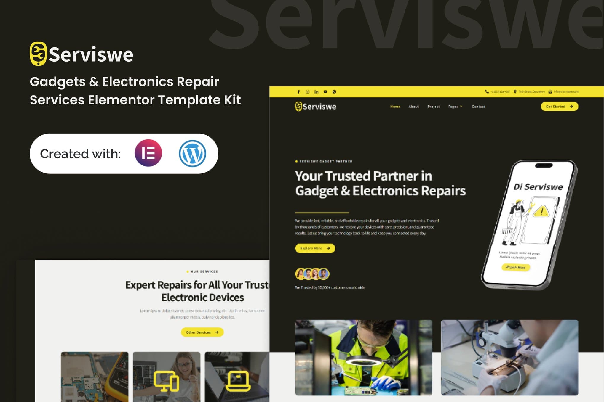 Serviswe - Gadget & Electronic Repair Service Elementor Template