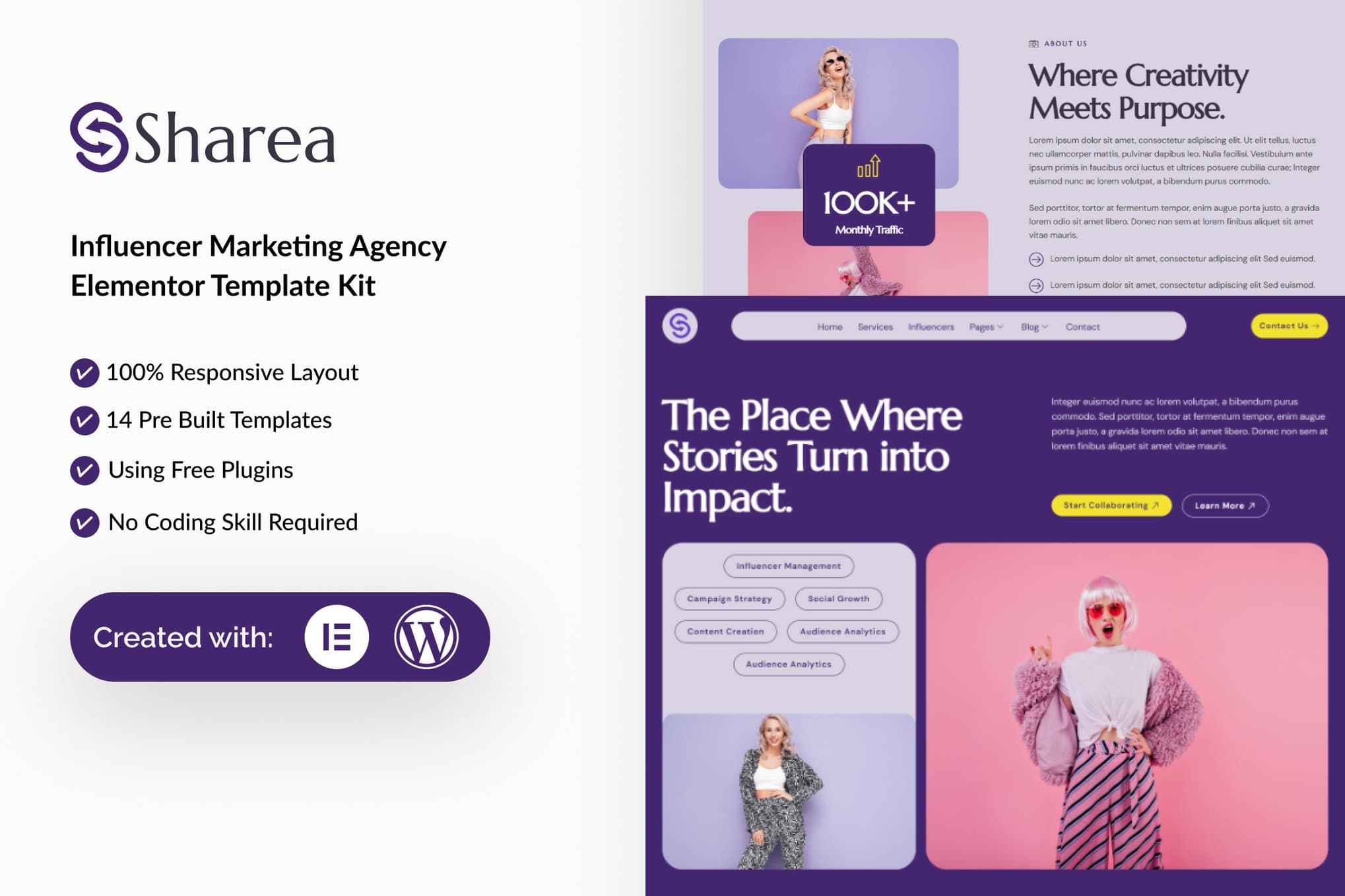 Sharea - Influencer Marketing Agency Elementor Template