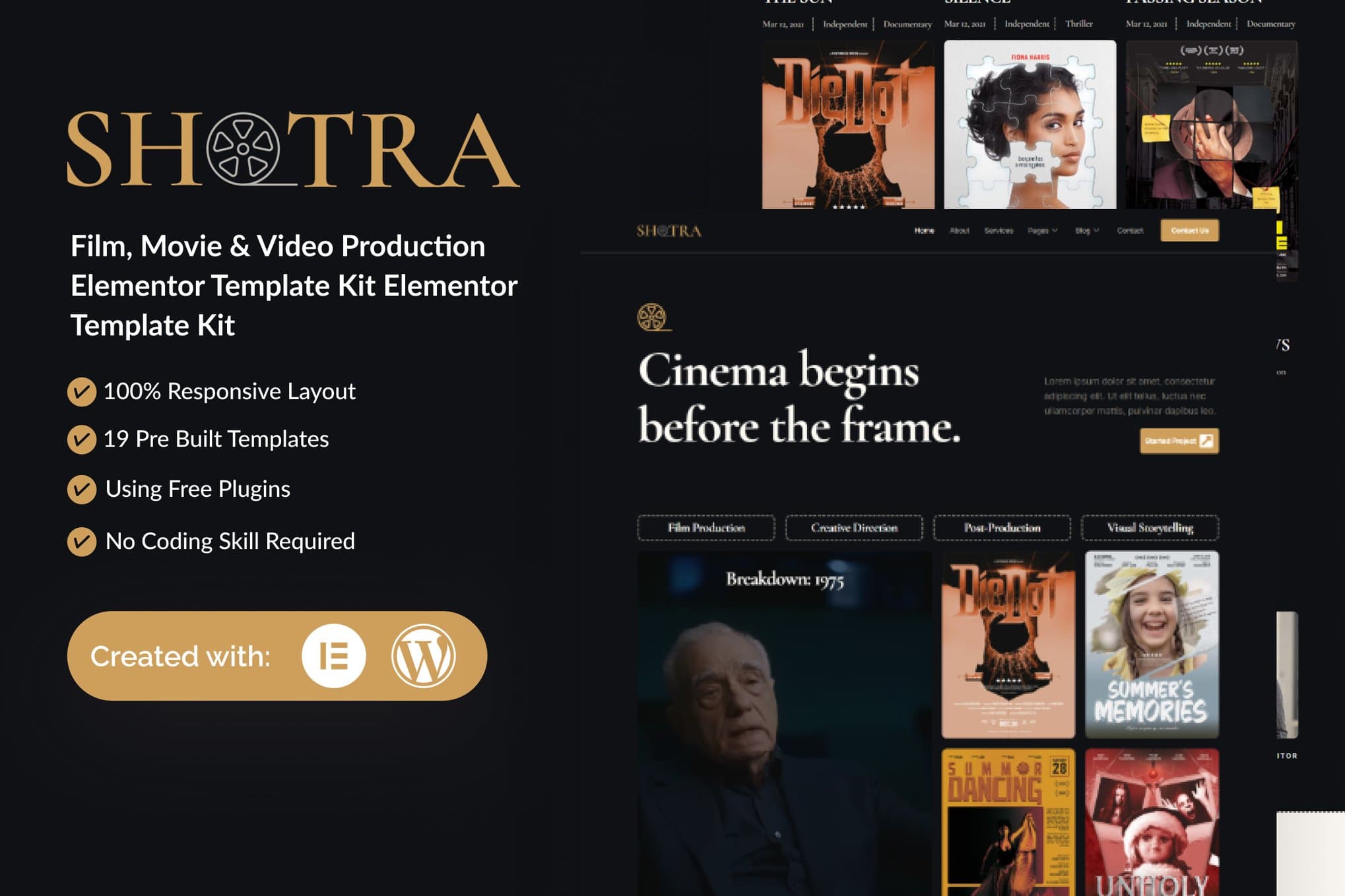 Shotra - Film, Movie & Video Production Elementor Template