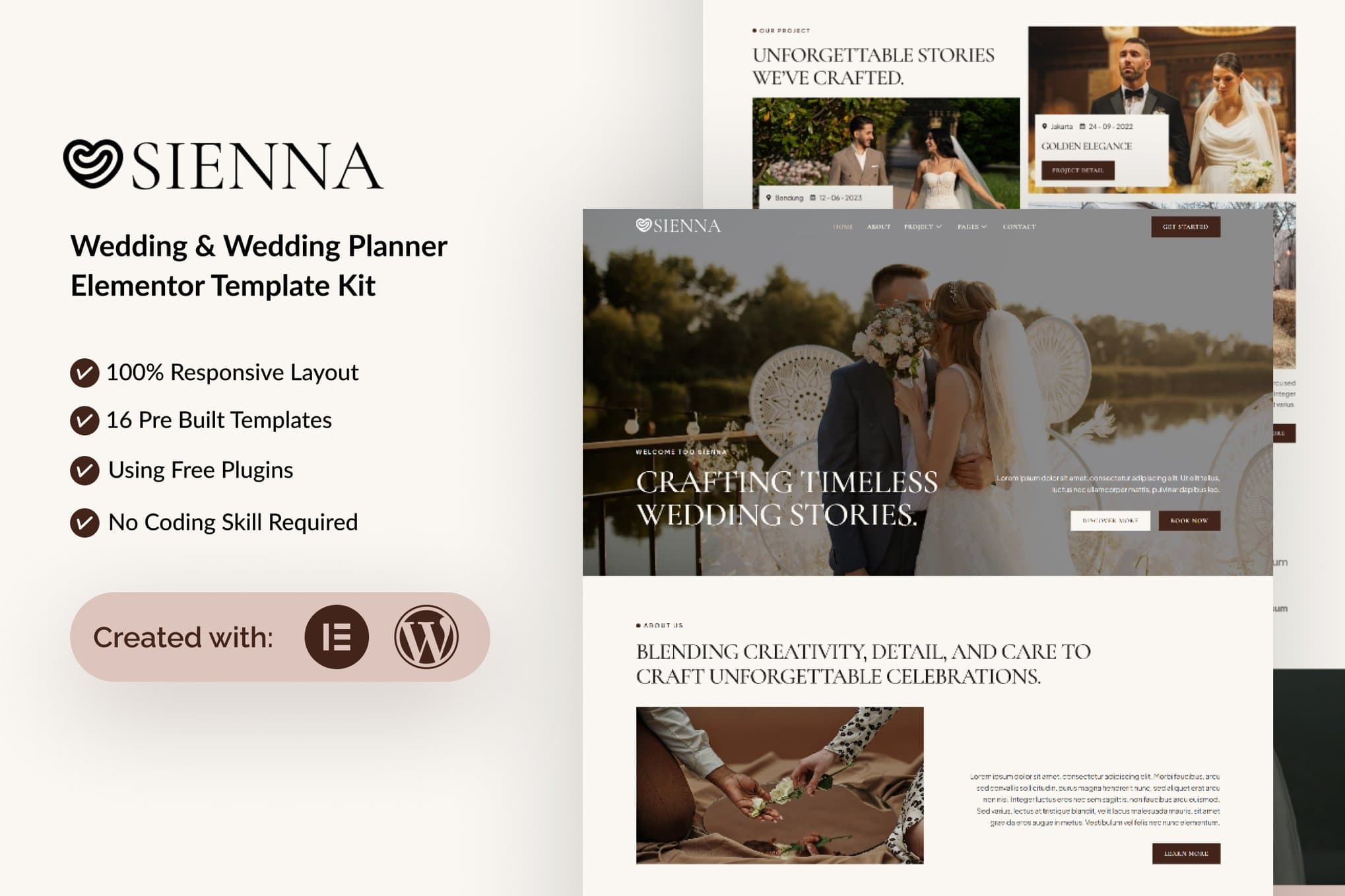Sienna - Wedding Planner Elementor Template