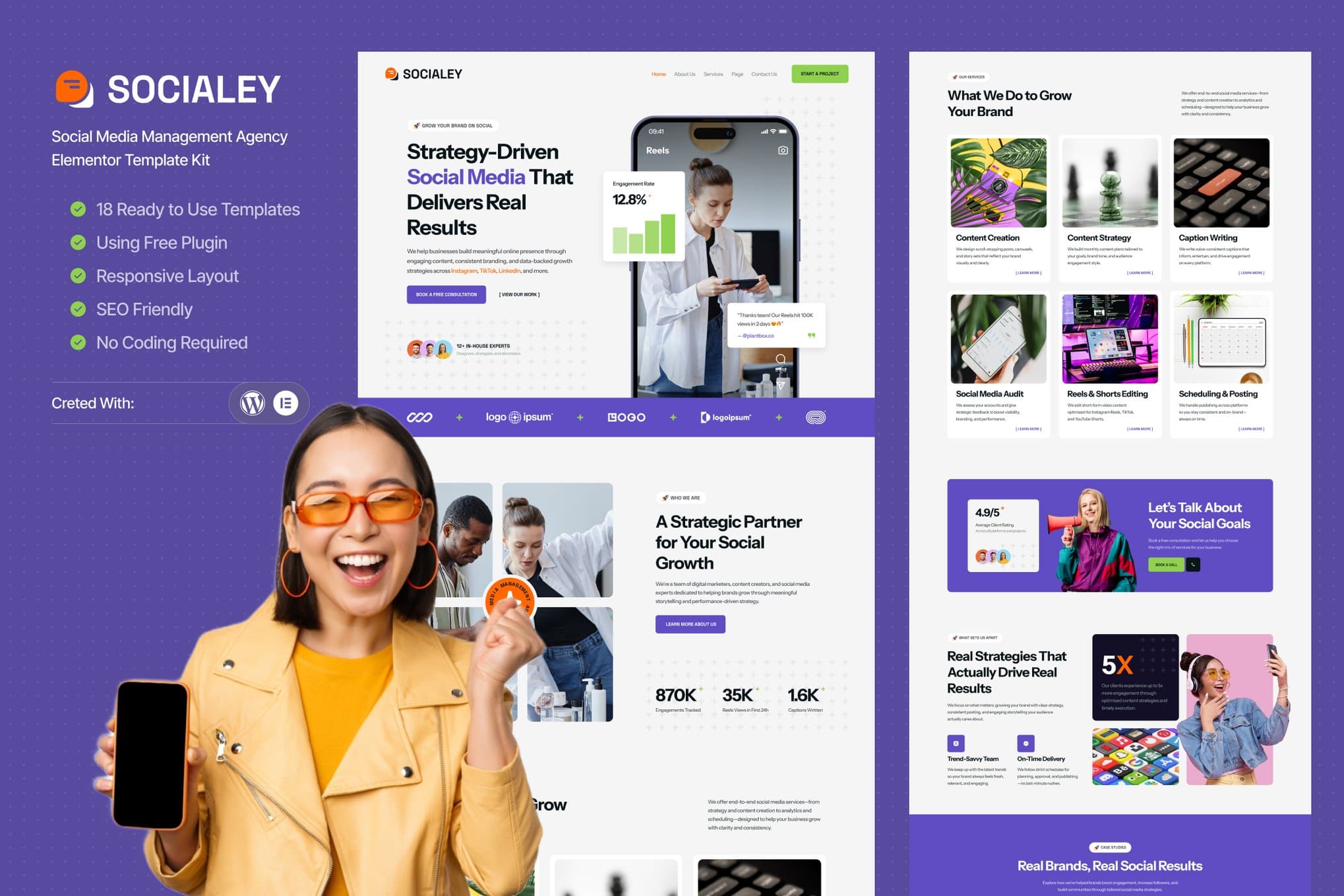 Socialey - Social Media Management Agency Elementor Template