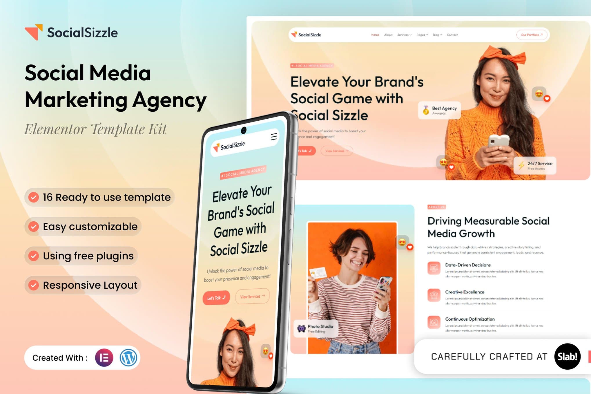 Socialsizzle - Social Media Marketing Agency Elementor Template