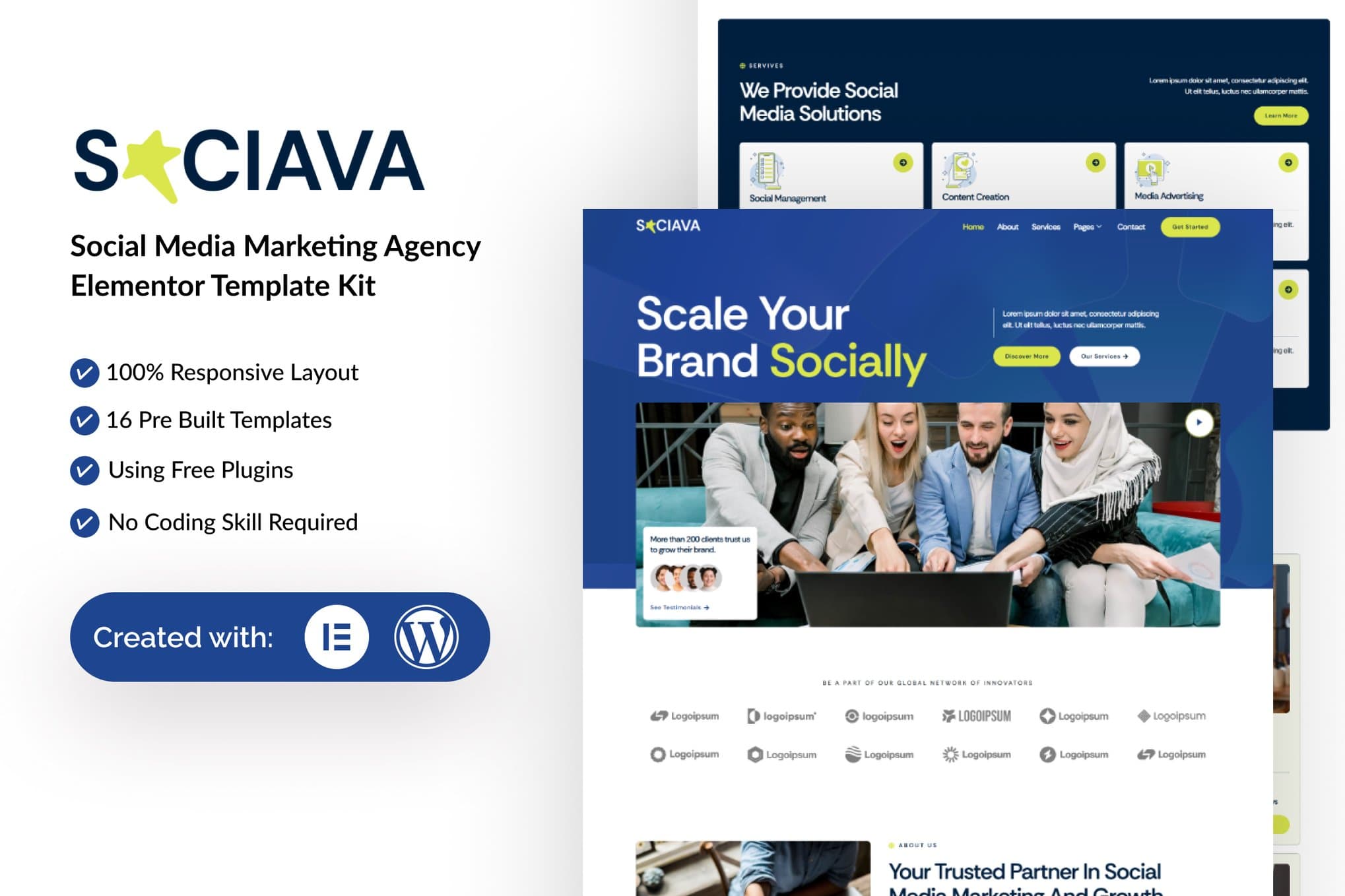 Sociava - Social Media Marketing Agency Elementor Template