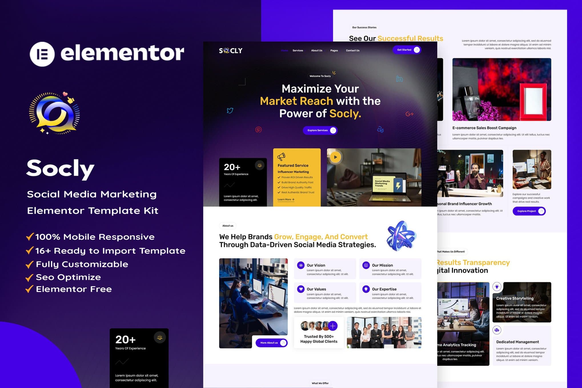 Socly - Social Media Marketing Agency Elementor Template