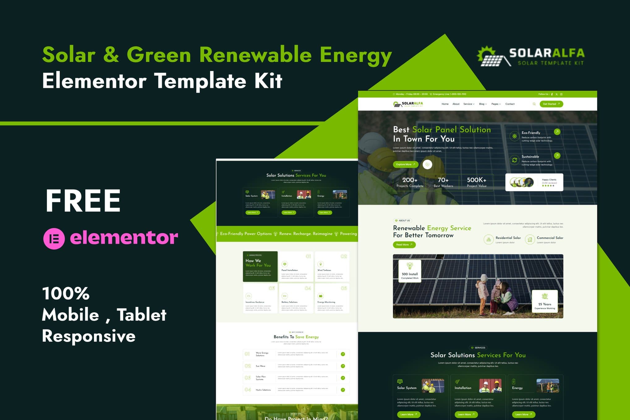 SolarAlfa - Solar & Renewable Energy Elementor Template