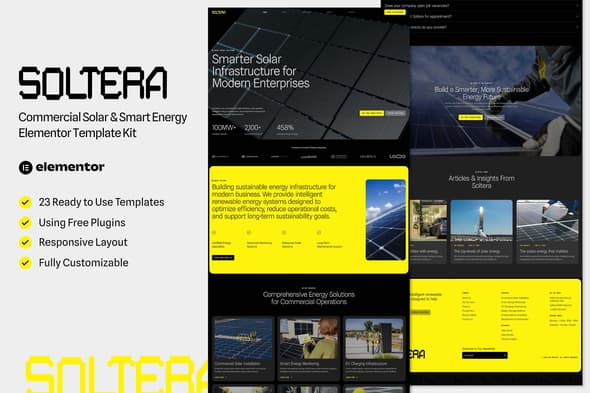 Soltera - Commercial Solar & Smart Energy Elementor Template