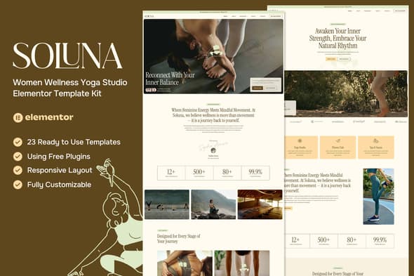 Soluna - Women Wellness Yoga Studio Elementor Template