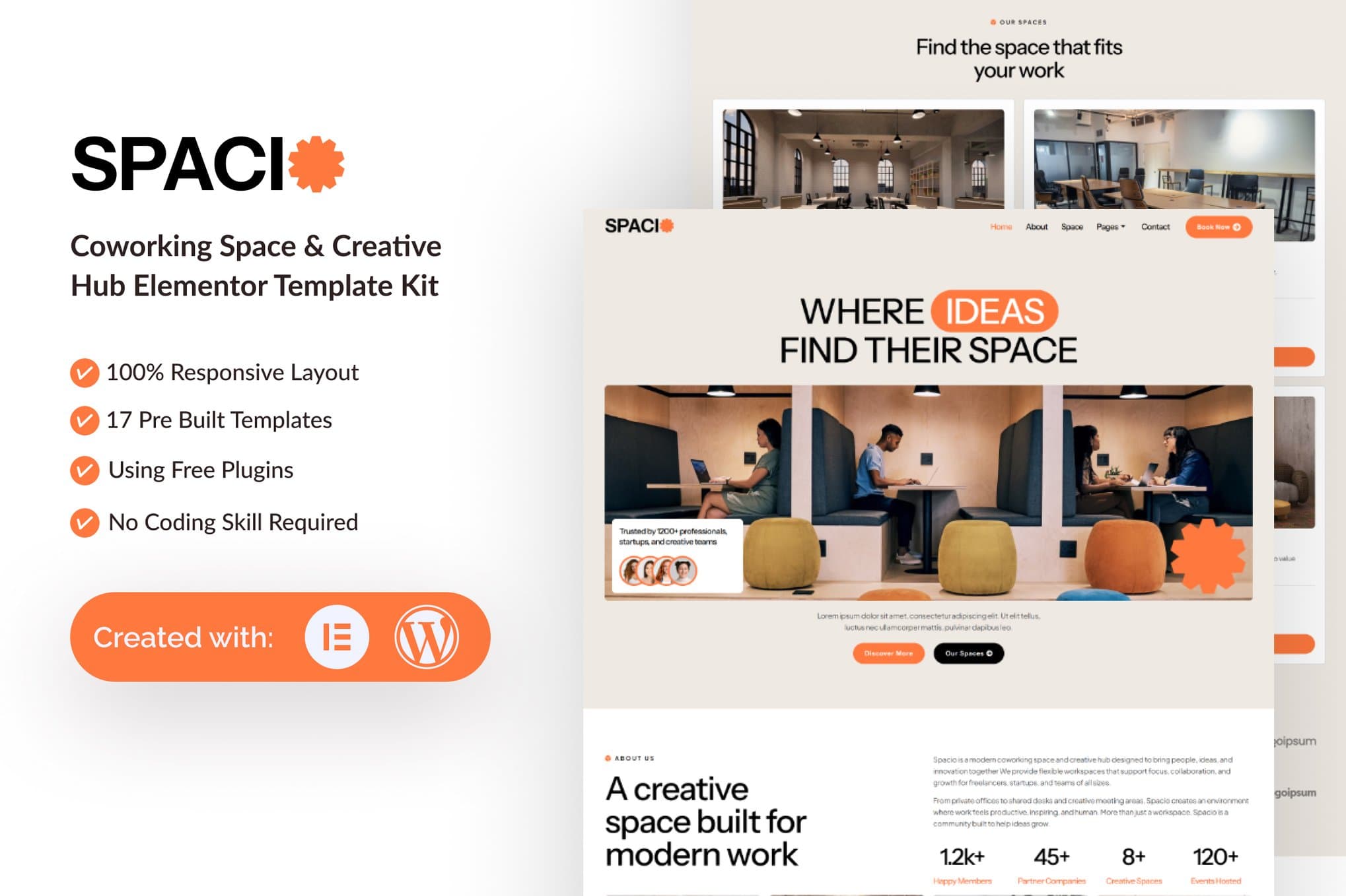 Spacio - Coworking Space & Creative Hub Elementor Template