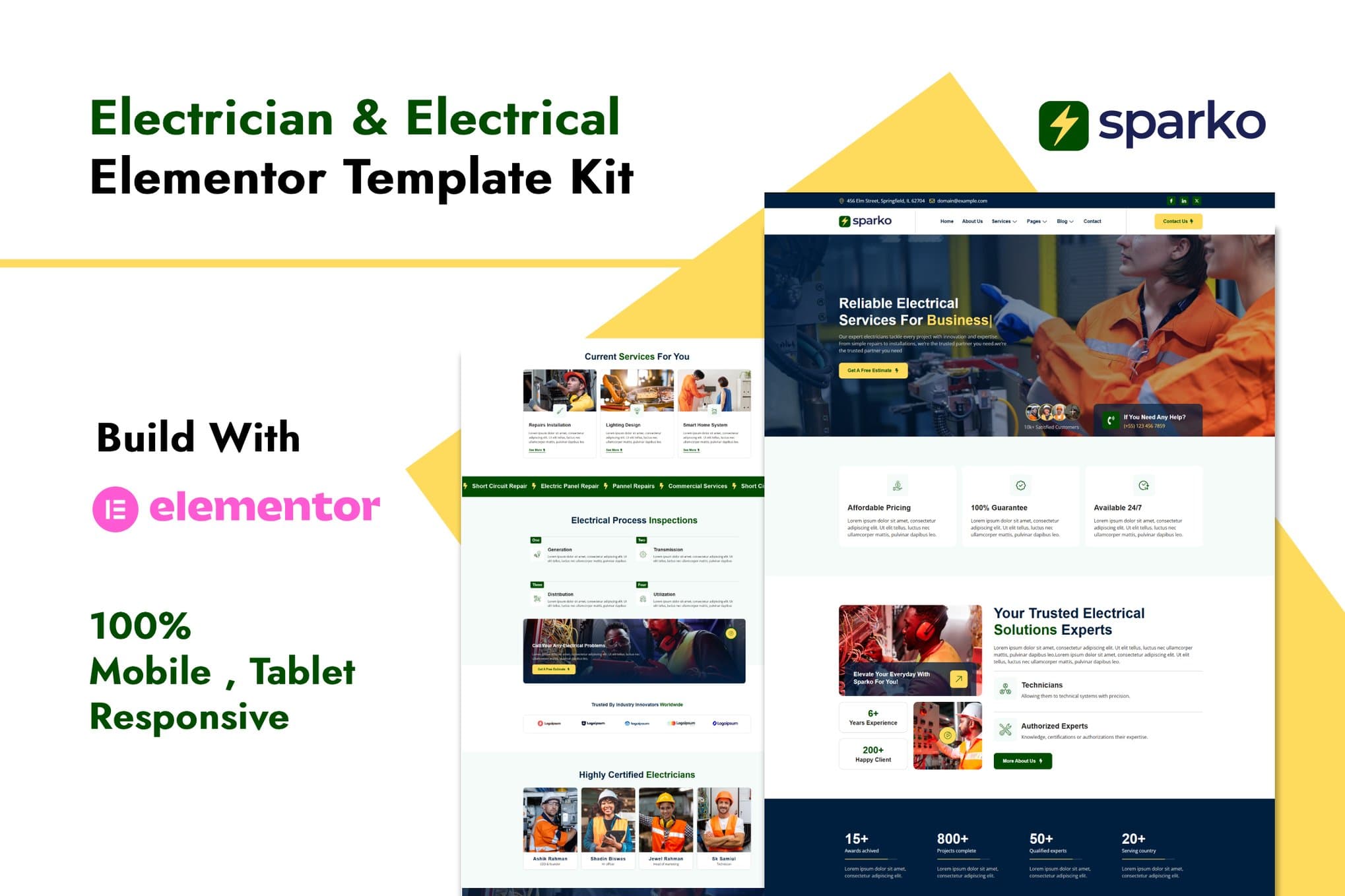Sparko - Electrician & Electrical Services Elementor Template