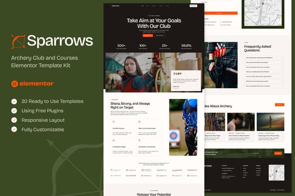 Sparrows - Archery Club & Courses Elementor Template