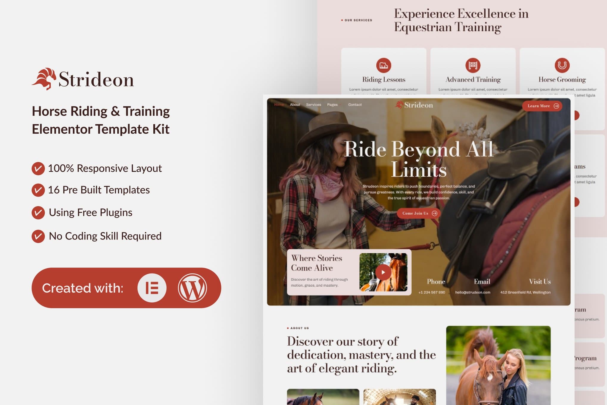 Strideon - Horse Riding & Training Elementor Template