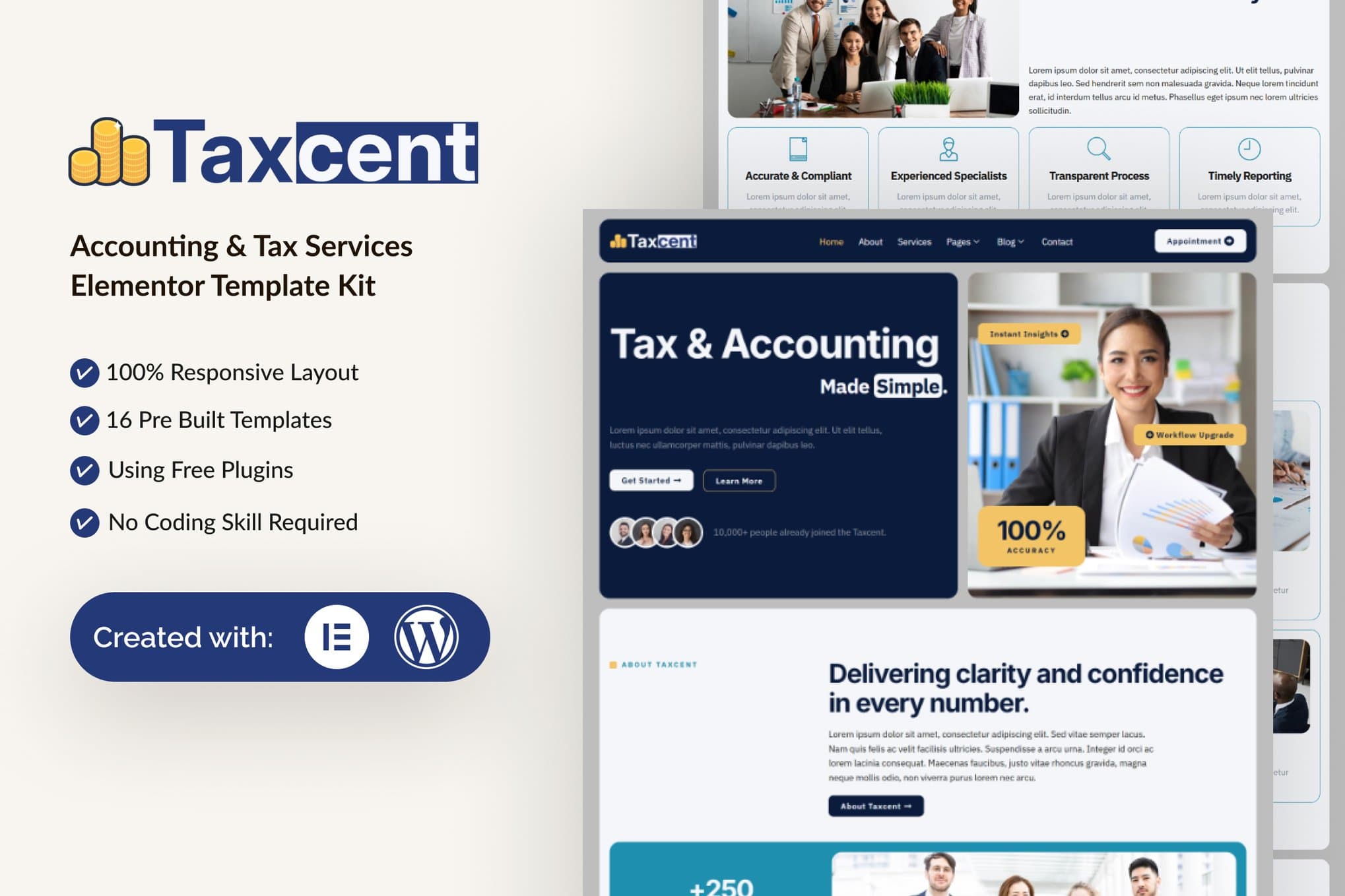 Taxcent - Accounting & Tax Services Elementor Template
