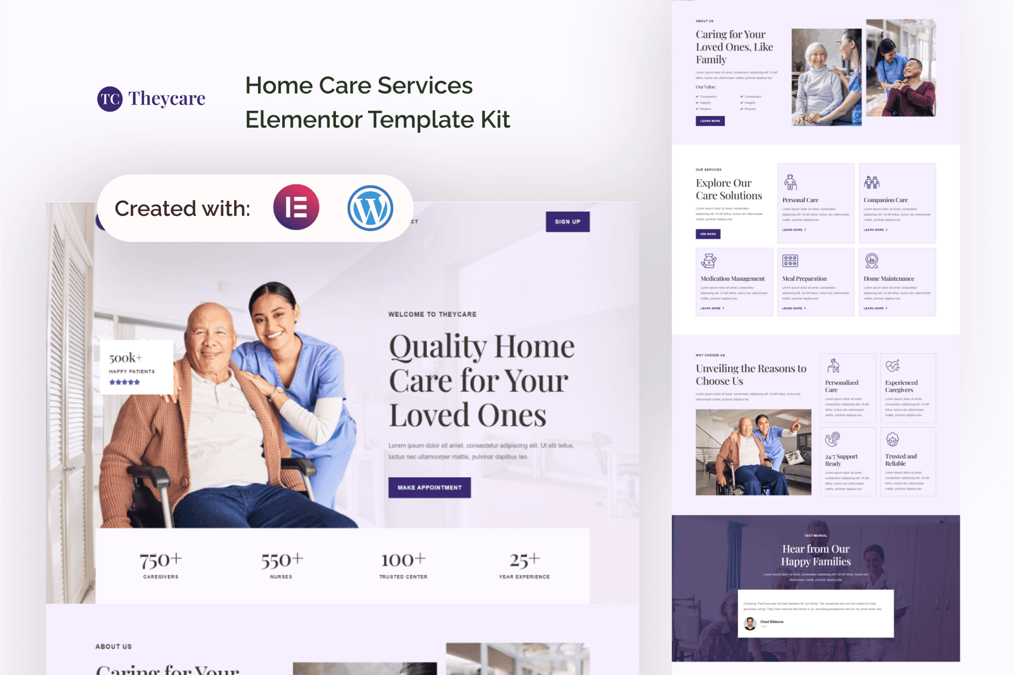 Theycare - Home Care Services Elementor Template