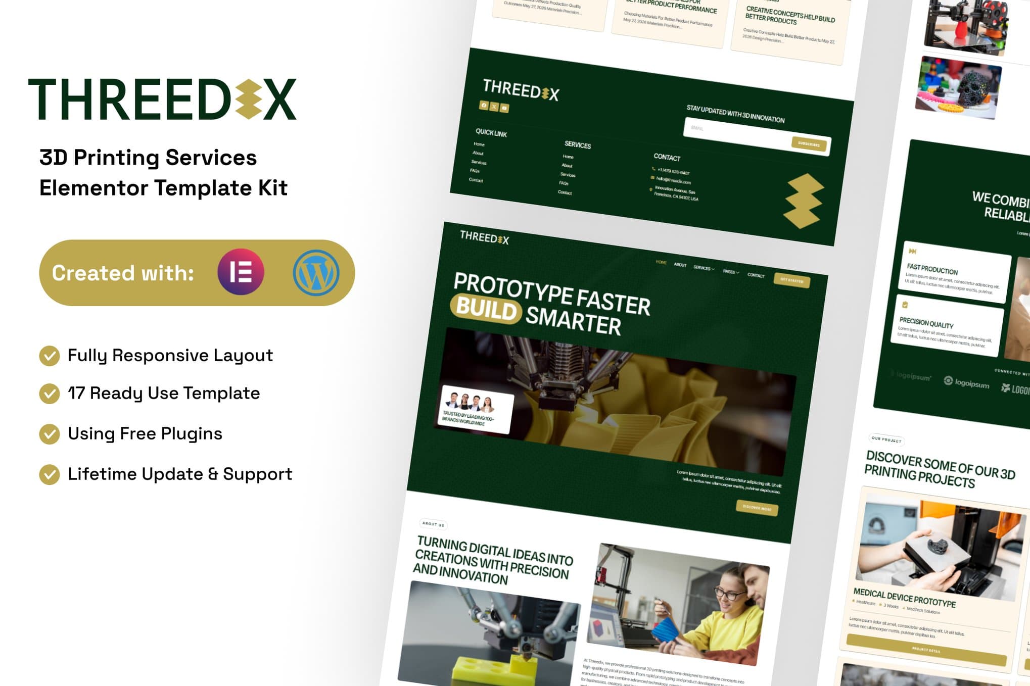 Threedix - 3D Printing Services Elementor Template