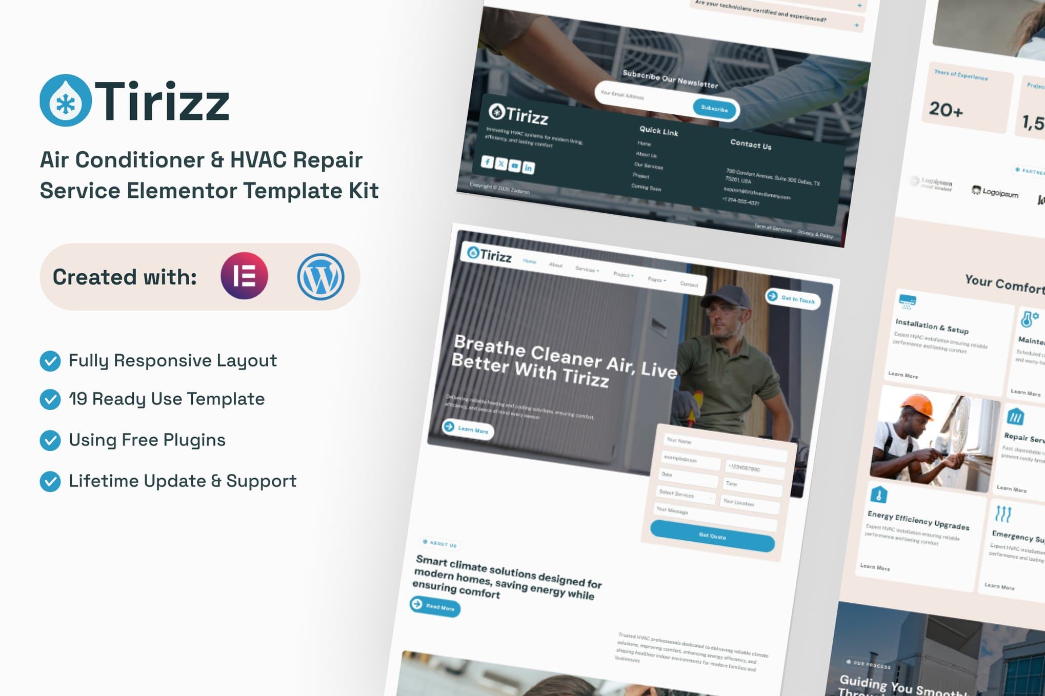 Tirizz - Air Conditioner & HVAC Repair Service Elementor Template