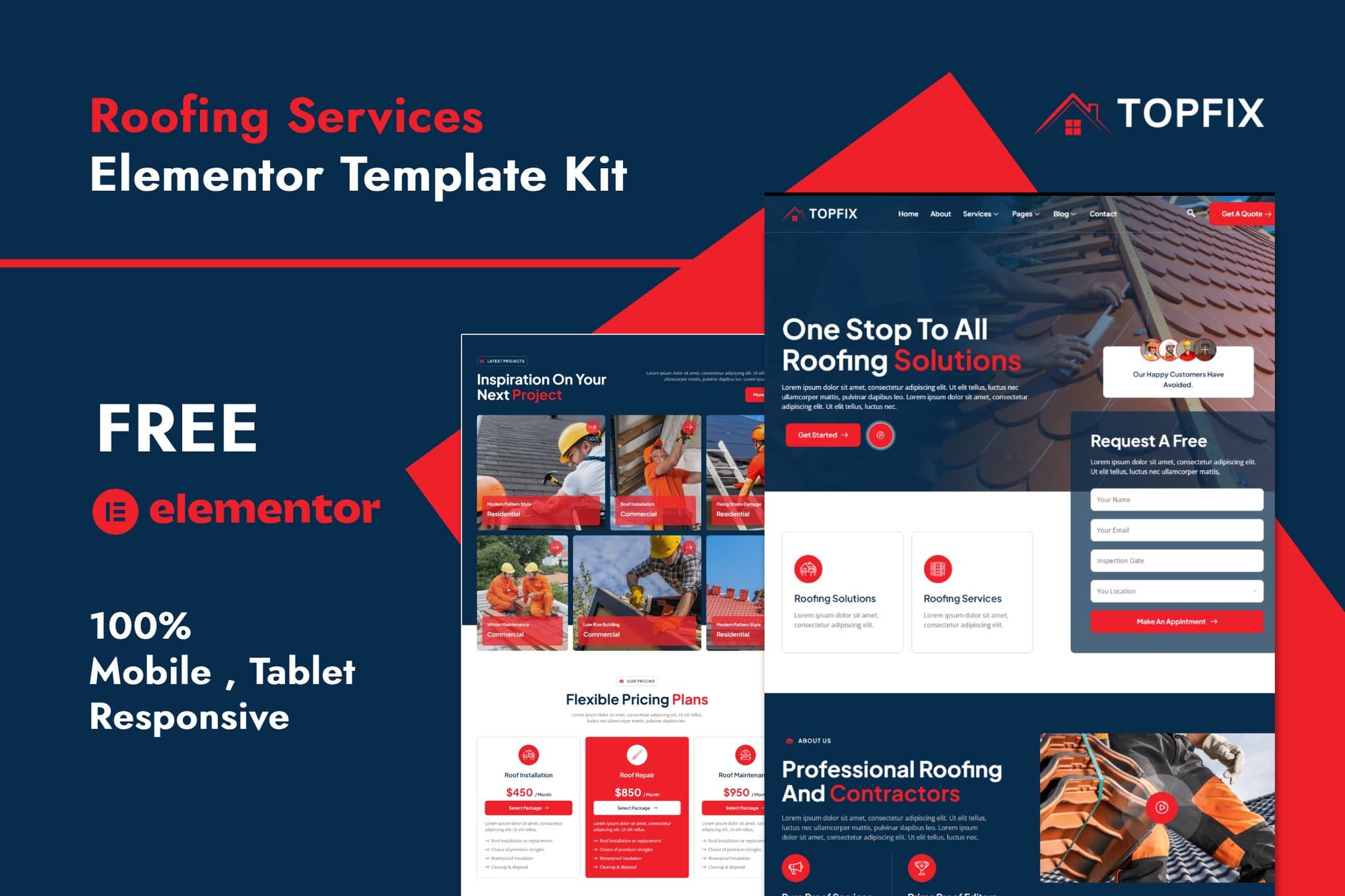 Topfix - Roofing Services Elementor Template