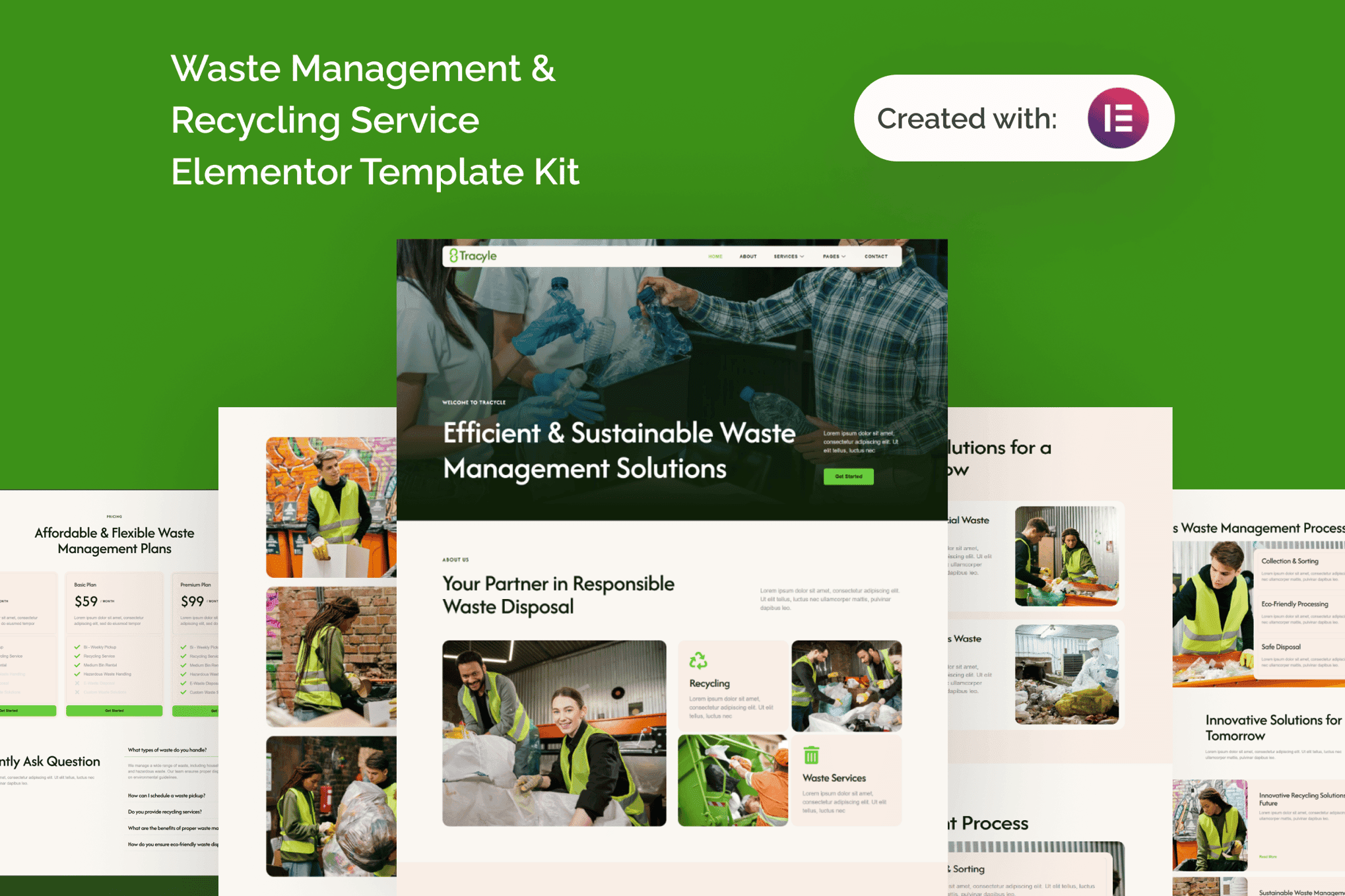 Tracyle - Waste Management & Recycling Service Elementor Template
