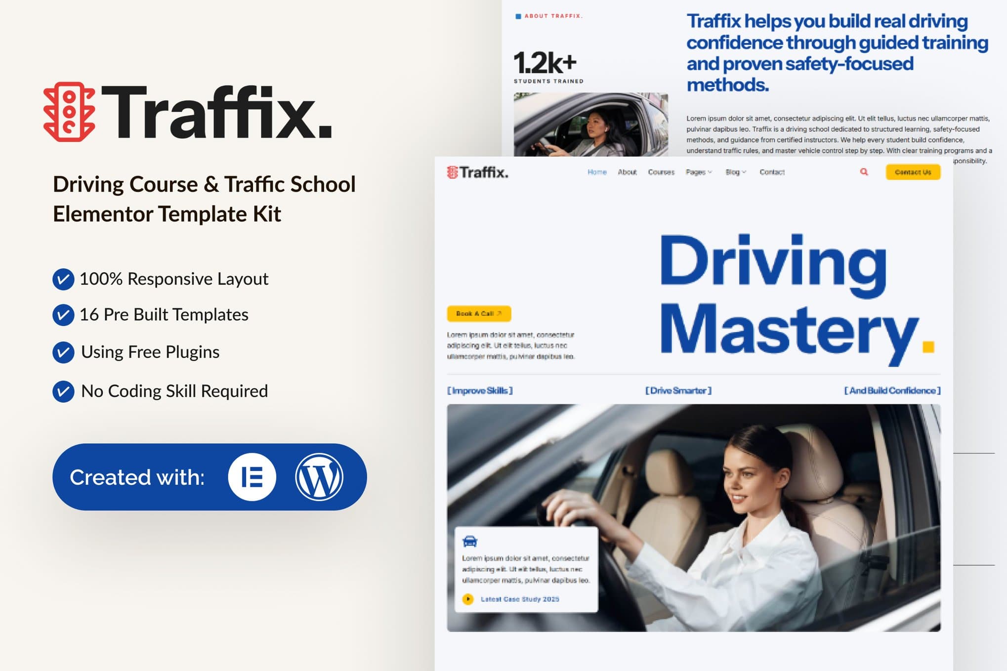 Traffix - Driving Course & Traffic School Elementor Template