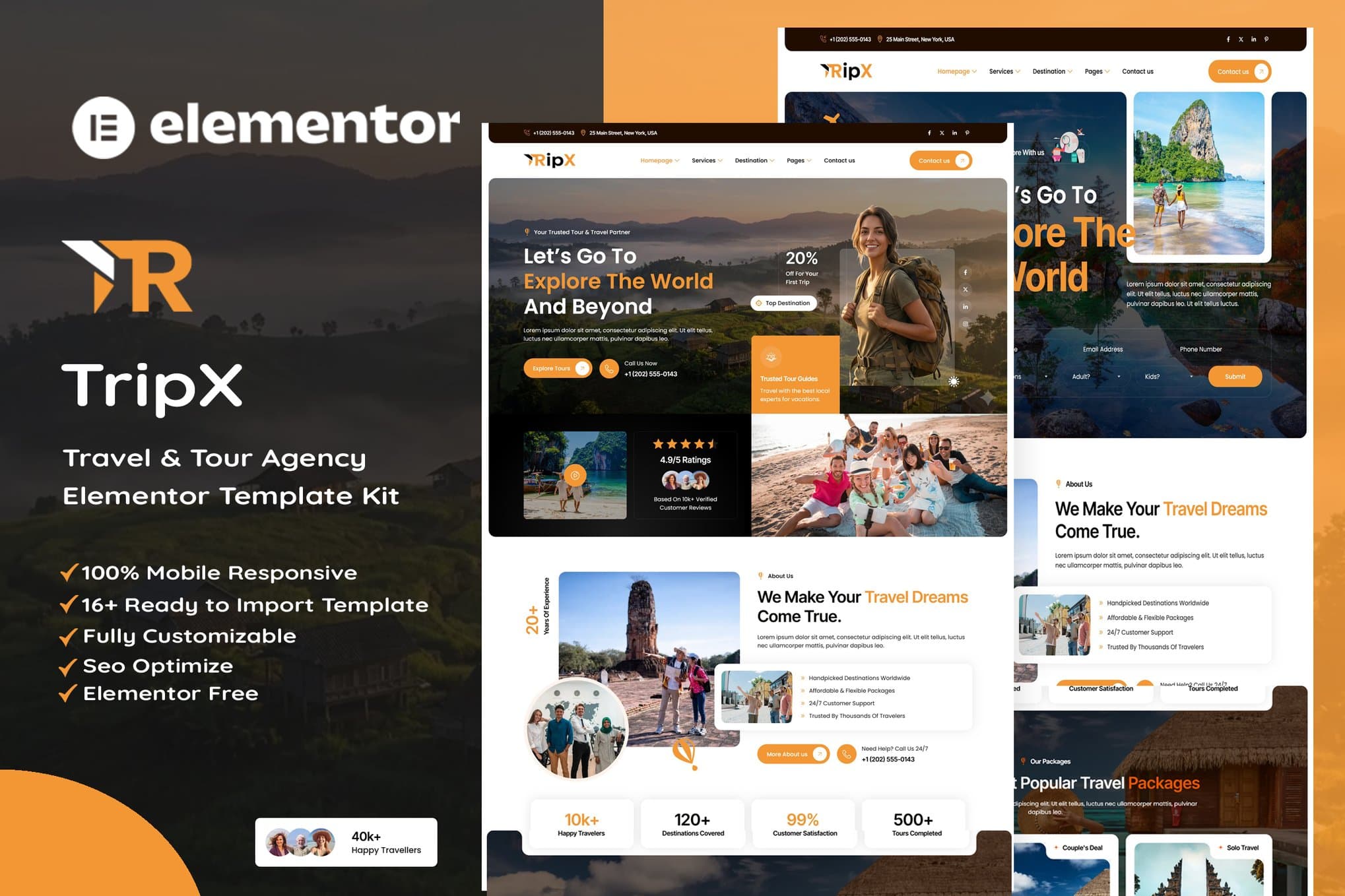 Tripx - Tour & Travel Booking Agency Elementor Template