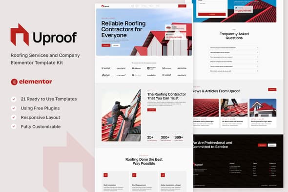 Uproof - Roofing Services & Company Elementor Template