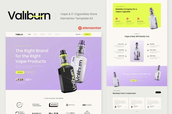 Valiburn - Vape & E-Cigarettes Store Elementor Template