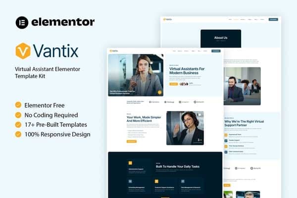 Vantix - Virtual Assistant Elementor Template
