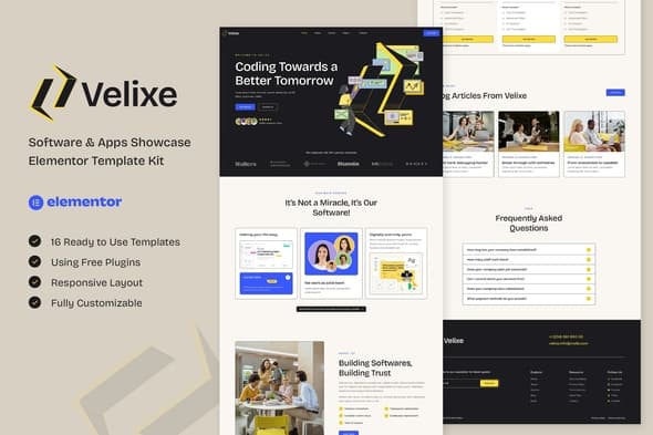 Velixe - Software & Apps Showcase Elementor Template