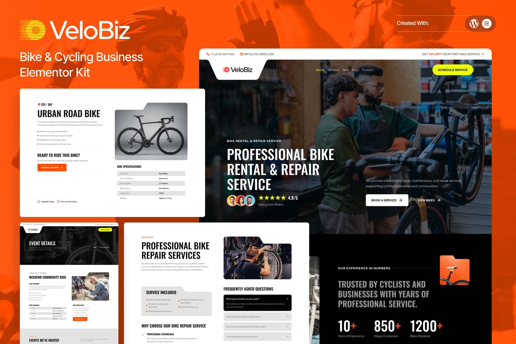 VeloBiz – Bike & Cycling Business Elementor Template