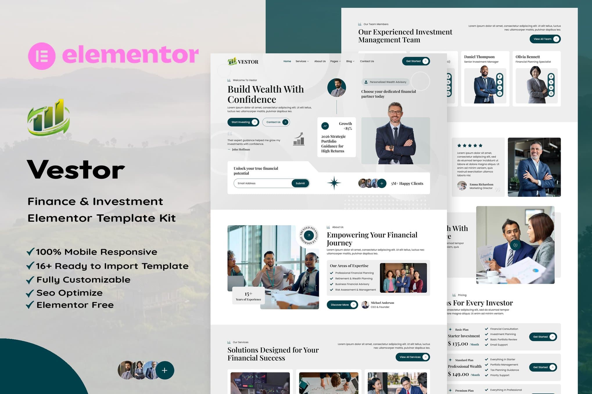 Vestor - Finance & Investment Manager Elementor Template