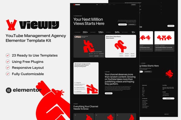 Viewly — YouTube Management Agency Elementor Template