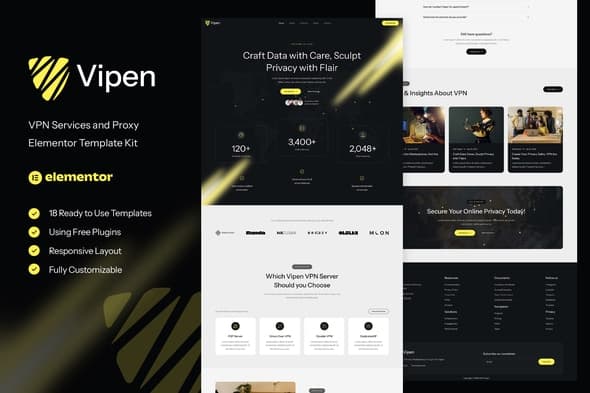 Vipen - VPN Services & Proxy Elementor Template
