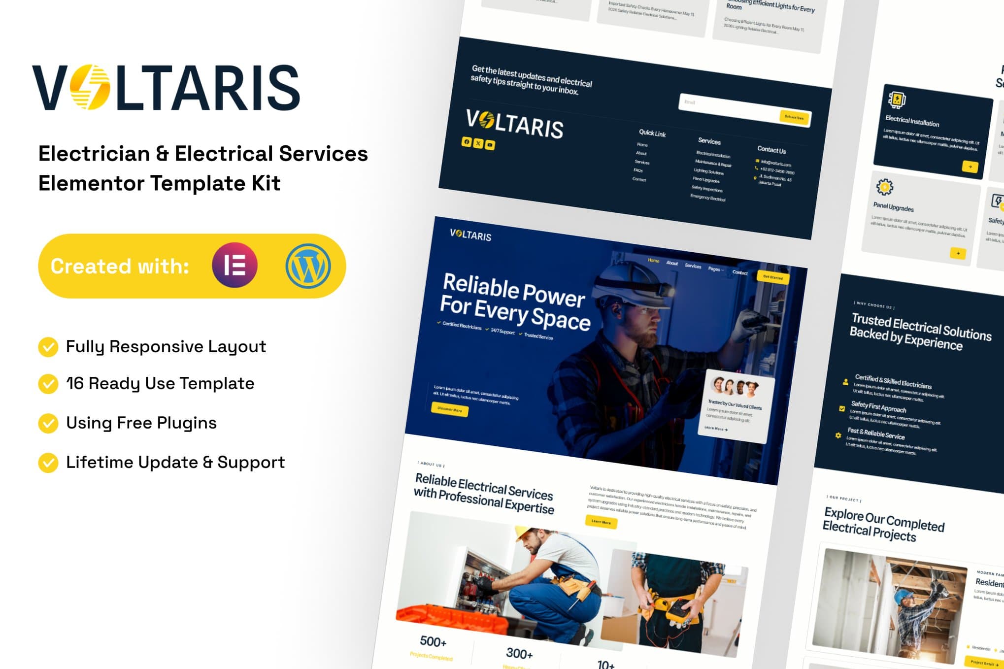 Voltaris - Electrician & Electrical Services Elementor Template